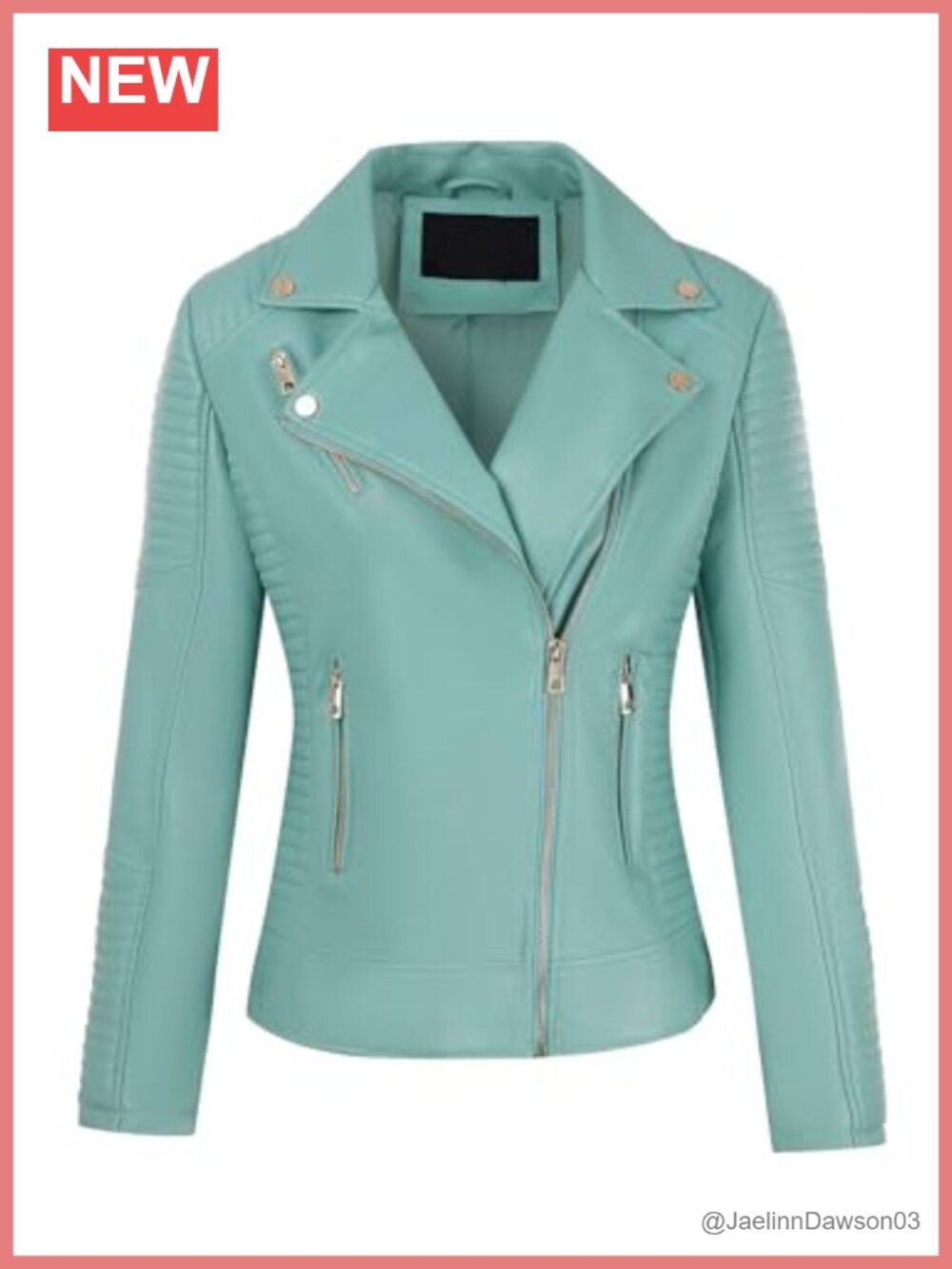Faux Leather Motorcycle Cropped Moto Jacket Notch Lapel Zip Quilted